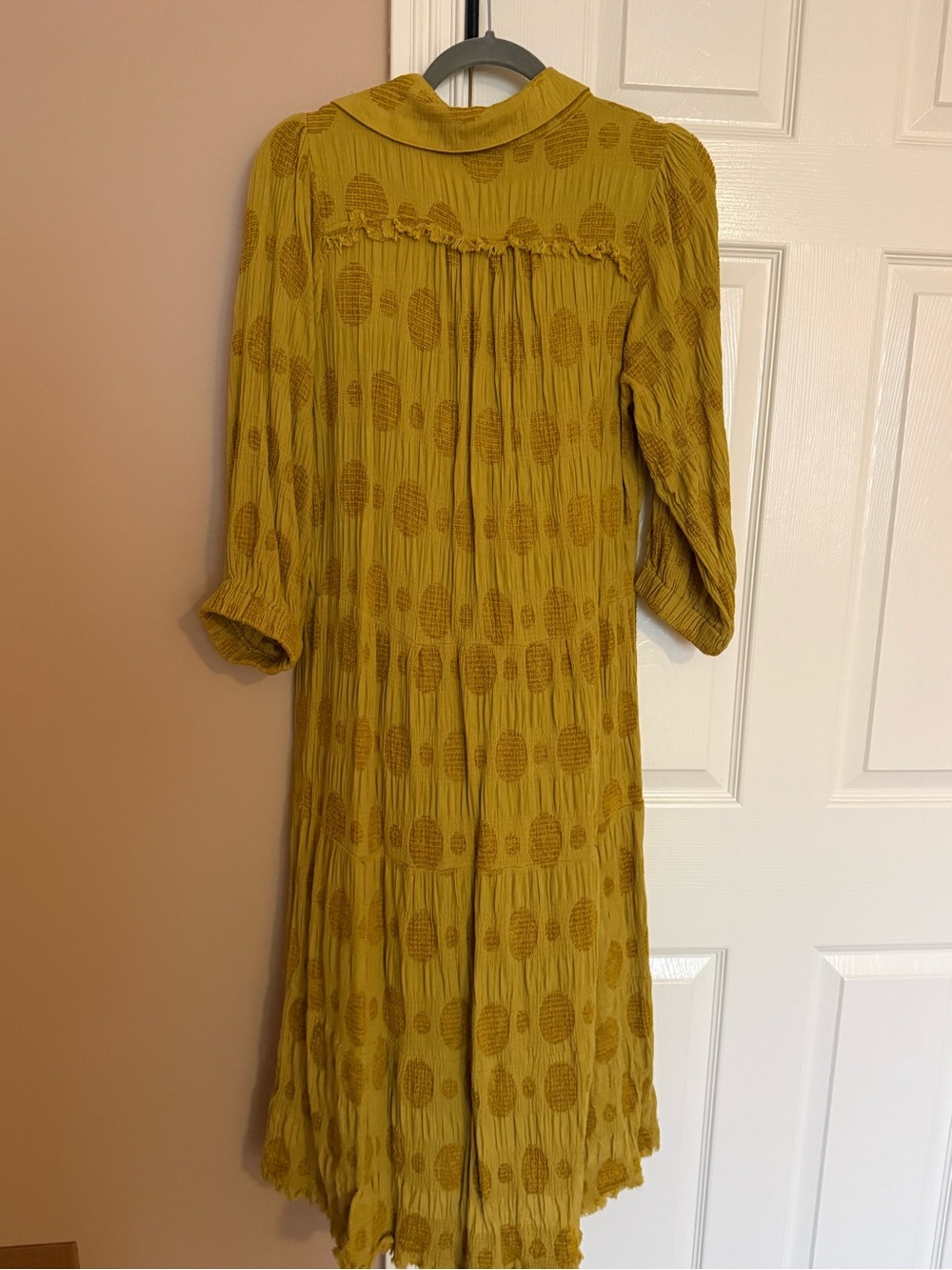 Umgee Textured Mustard Yellow Tiered Midi Dress- large- GUC - summer dress - Picture 3 of 3